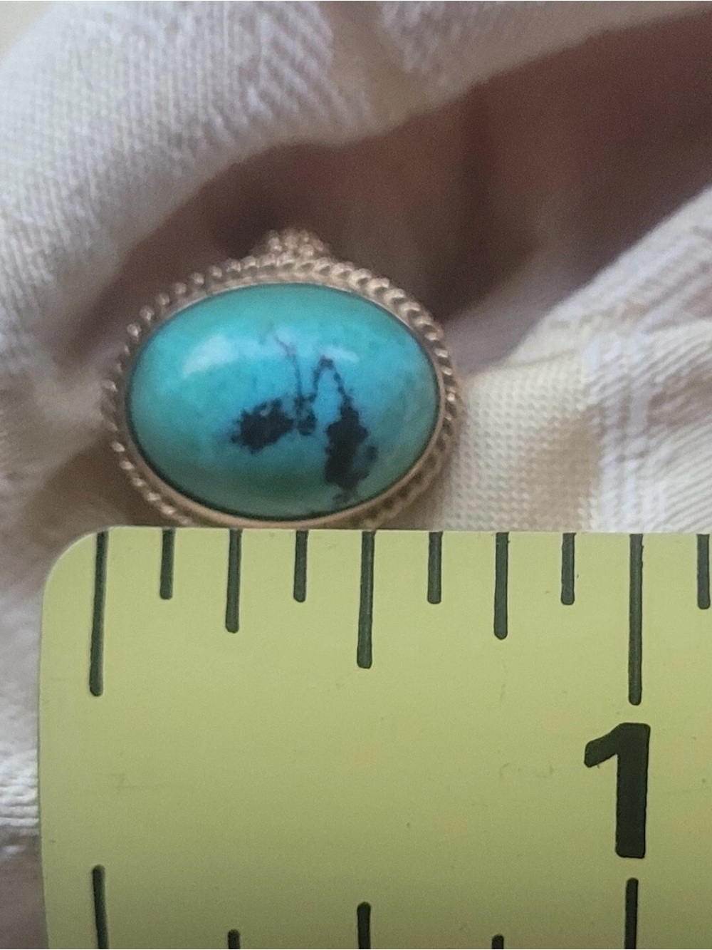 Vintage solid 14k gold natural blue/green turquoise ring with matrix size 6.5 - Picture 7 of 7
